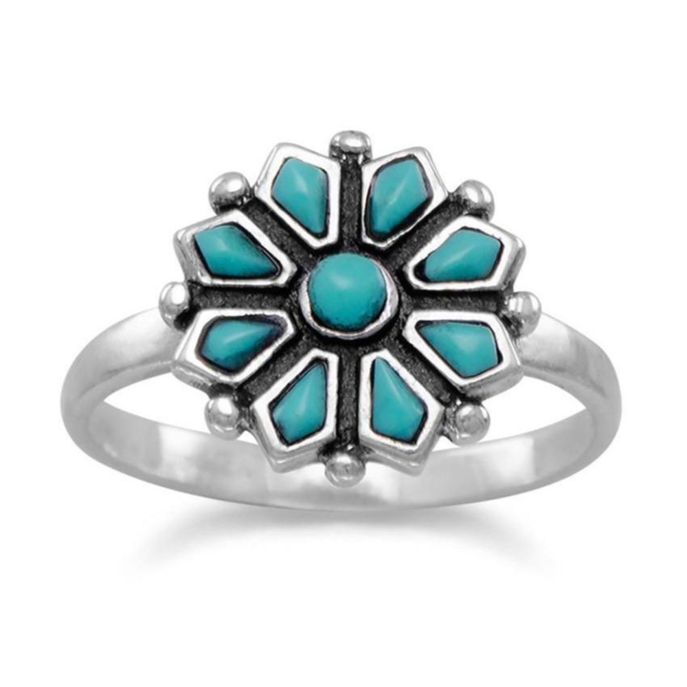 🌺 Turquoise Flower Ring